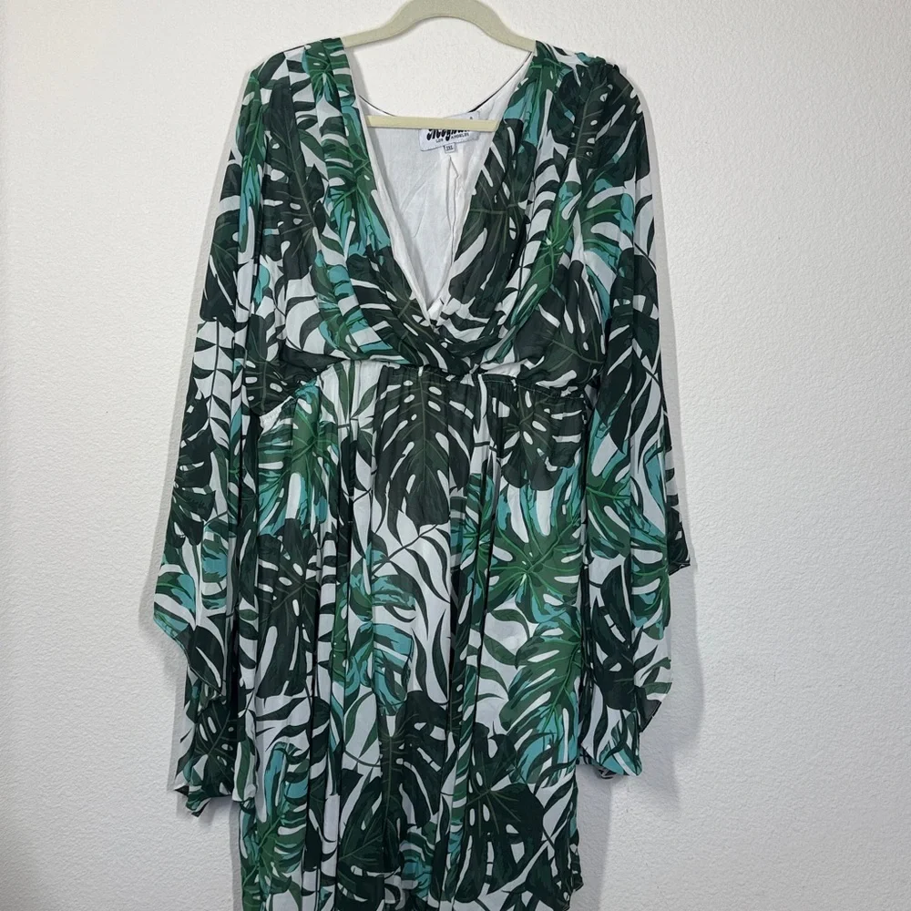 Meghan LA Tropical Leaf Print Handkerchief Dress - Picture 5 of 11